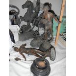 A quantity of antique spelter figures, a/f.