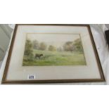 A framed and glazed water colour rural scene initialled A M S '84.