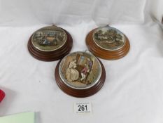 2 Shakespeare related framed Pratt ware pot lids and one other.