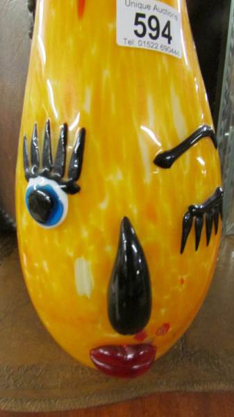 A colourful studio glass clown faced vase. - Image 2 of 2