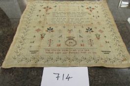 An early 19th century sampler by Mary Stephenson, Age 10,