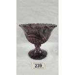 A Victorian Davidson pressed purple slag glass sugar basin/compote dish on footed base, 12 cm.