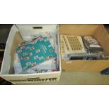 2 boxes of assorted stamps, stock books etc.