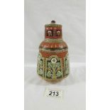 A beautiful 16 cm tall Mettlach jar with lid.