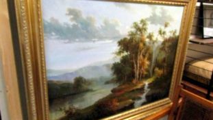 A large rural scene oil on canvas signed Johnson Abel.