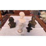 5 assorted busts including George Washington, Eros etc.