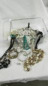 A mixed lot of costume jewellery including pearls, beads, some vintage to include necklaces,