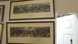 2 framed and glazed battle scenes "Wellington & Bucher" meeting after the Battle of Waterloo and