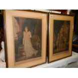 A pair of framed and glazed pictures entitled 'Marie and Louise' and 'Napoleon Le Grand'.