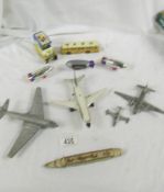 A quantity of Dinky aircraft, taxi, coach and Corgi Goodyear airship.