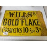 A Will's gold flake enamel sign, a/f. ****Condition report**** Size is 27.75cm x 41.