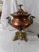 A good quality Victorian copper samovar urn with brass tap.