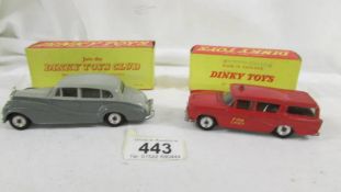 A boxed Dinky 257 Canadian Fire Chief car and a 150 Rolls Royce Silver Wraith.