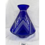 A superb quality blue overlaid glass vase signed Bernard P. 23 cm.
