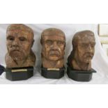 3 unusual plaster busts on wood bases, Richard D'Oyly Carte 1844 - 1901,