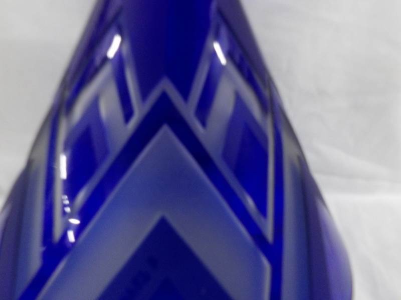 A superb quality blue overlaid glass vase signed Bernard P. 23 cm. - Image 2 of 3