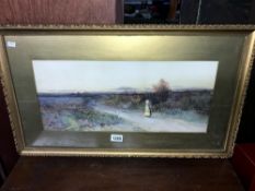 An Edwardian gilt framed watercolour rural scene.