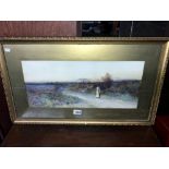 An Edwardian gilt framed watercolour rural scene.