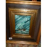 An oil painting of a storm scene in a superb quality double gilt frame. Signed Eoco?.