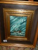 An oil painting of a storm scene in a superb quality double gilt frame. Signed Eoco?.