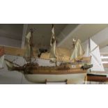 A model of a galleon.