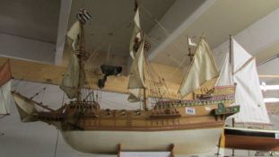 A model of a galleon.