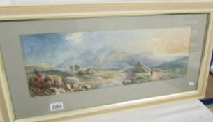 A framed and glazed watercolour rural scene signed but indistinct.