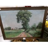 A French school oil on canvas 'Old Track in Countryside' inscribed 44 on reverse.