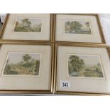 A set of 4 good quality coloured framed and glazed engravings of rural scenes.