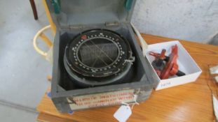 A boxed Wellington Bomber compass and 3 Spitfire/Lancaster rotor arms.