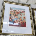 A framed and glazed limited edition signed Beryl Cook print entitled 'The Bathing Pool'.
