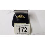 An 18ct gold antique champagne diamond solitaire ring, size Q.