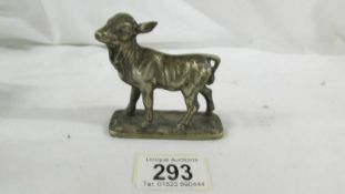 A silver plated calf paperweight by William Briggs & Co., Sheffield, circa 1900.