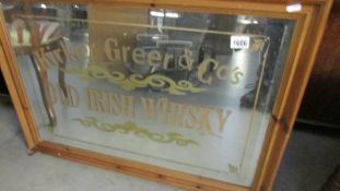 A Kirker, Greer & Co., Irish Whiskey advertising mirror.
