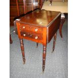 A Victorian 2 drawer work table with drop sides.