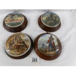 4 framed Pratt ware lids including 'Battle of the Nile'.
