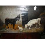 A Victorian oil on canvas, cows & sheep,