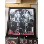 A large framed painting of The Kray twins signed Zinsky with details verso a/f