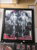 A large framed painting of The Kray twins signed Zinsky with details verso a/f