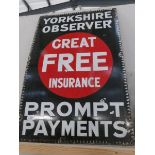 A Yorkshire Observer enamel sign.