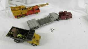 A Dinky Mighty Antar propeller transporter, a Euclid dump truck and a 20 ton crane.