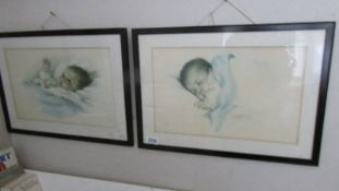 3 framed and glazed studies of babies.