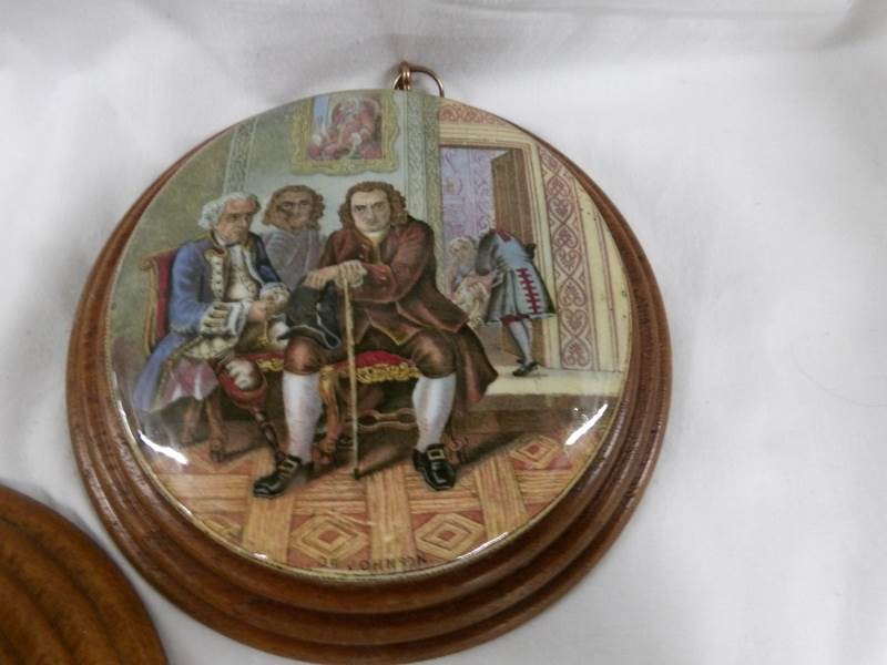 3 framed Pratt ware pot lids - 'Uncle Toby', 'Dr Johnson' and one other. - Image 3 of 4