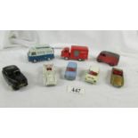 8 Dinky and corgi models including Morris Van, Mini Cooper Rally, Triumph Spitfire etc.