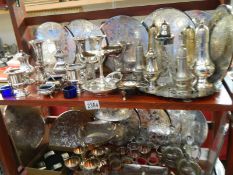 A mixed lot of silver plate condiments, cigarette cases etc.