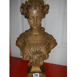 A signed bust of a lady - D G Varenburg. 48 cm tall.