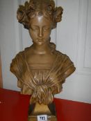 A signed bust of a lady - D G Varenburg. 48 cm tall.