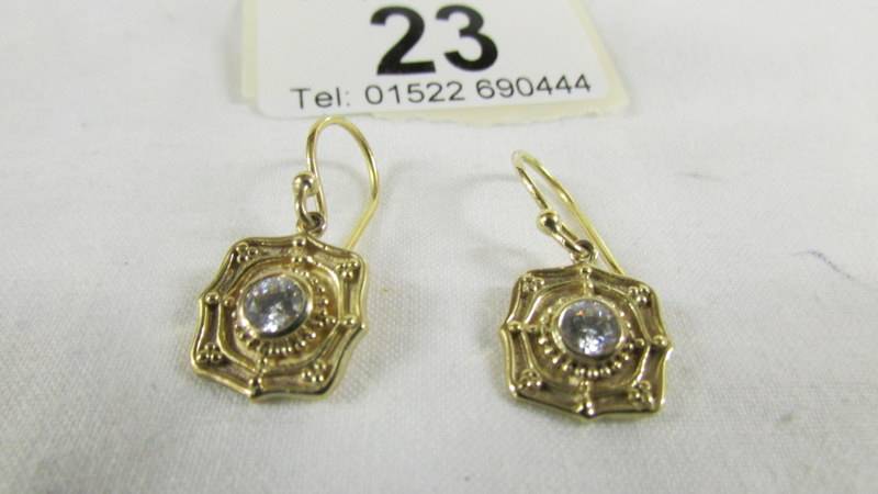 A pair of 9ct gold earrings, 3 grams. - Image 2 of 2