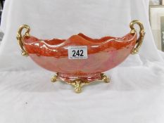 A Carlton war art deco orange luster centrepiece bowl,