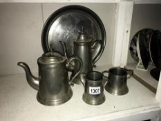 An Arthur Price County Pewter 4 piece tea/coffee set on tray.